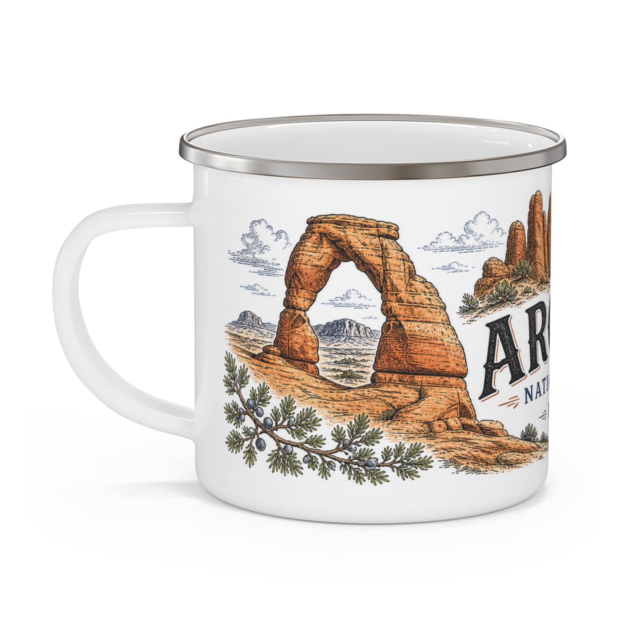 Arches National Park Vintage Enamel Camping Mug | 12oz National Park Hiking Gift