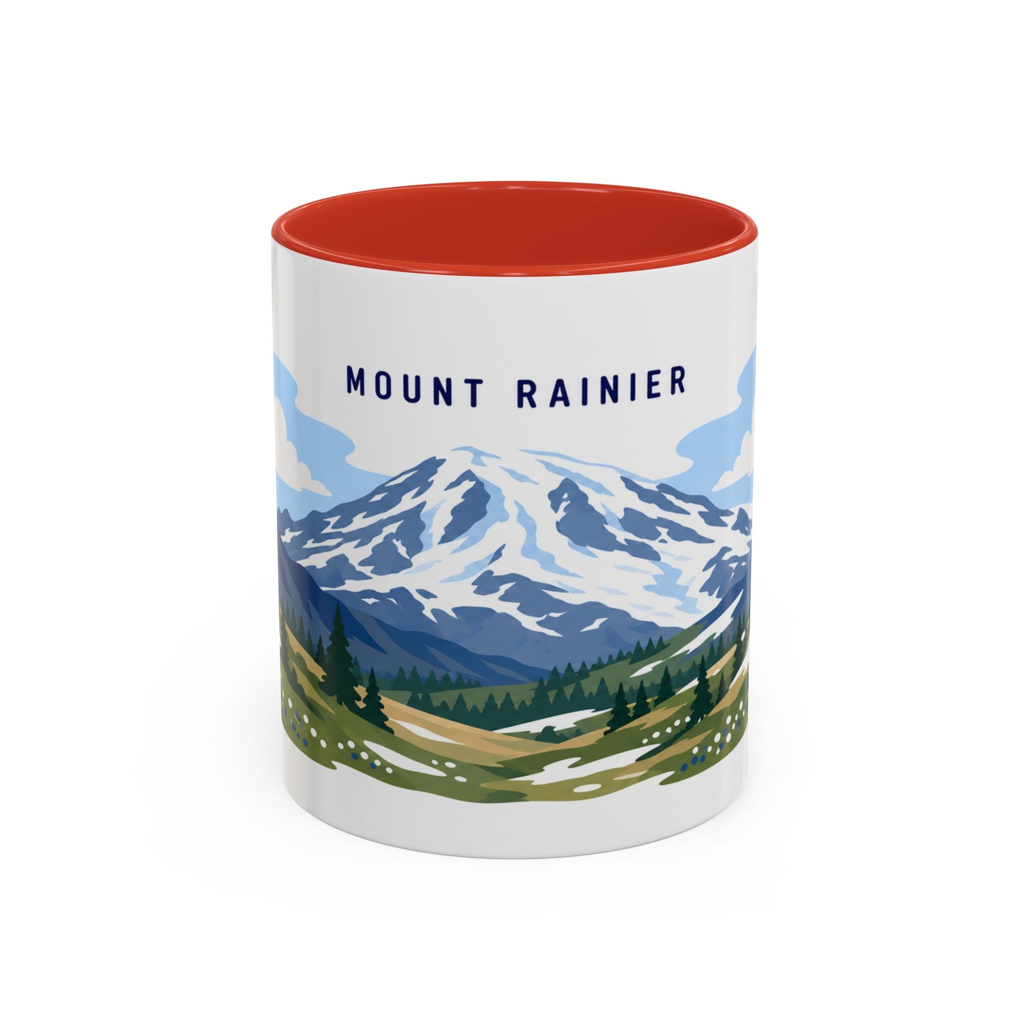 Mount Rainier National Park Coffee Mug | Solid Color Block Park Souvenir | 11oz 15oz Accent Mug