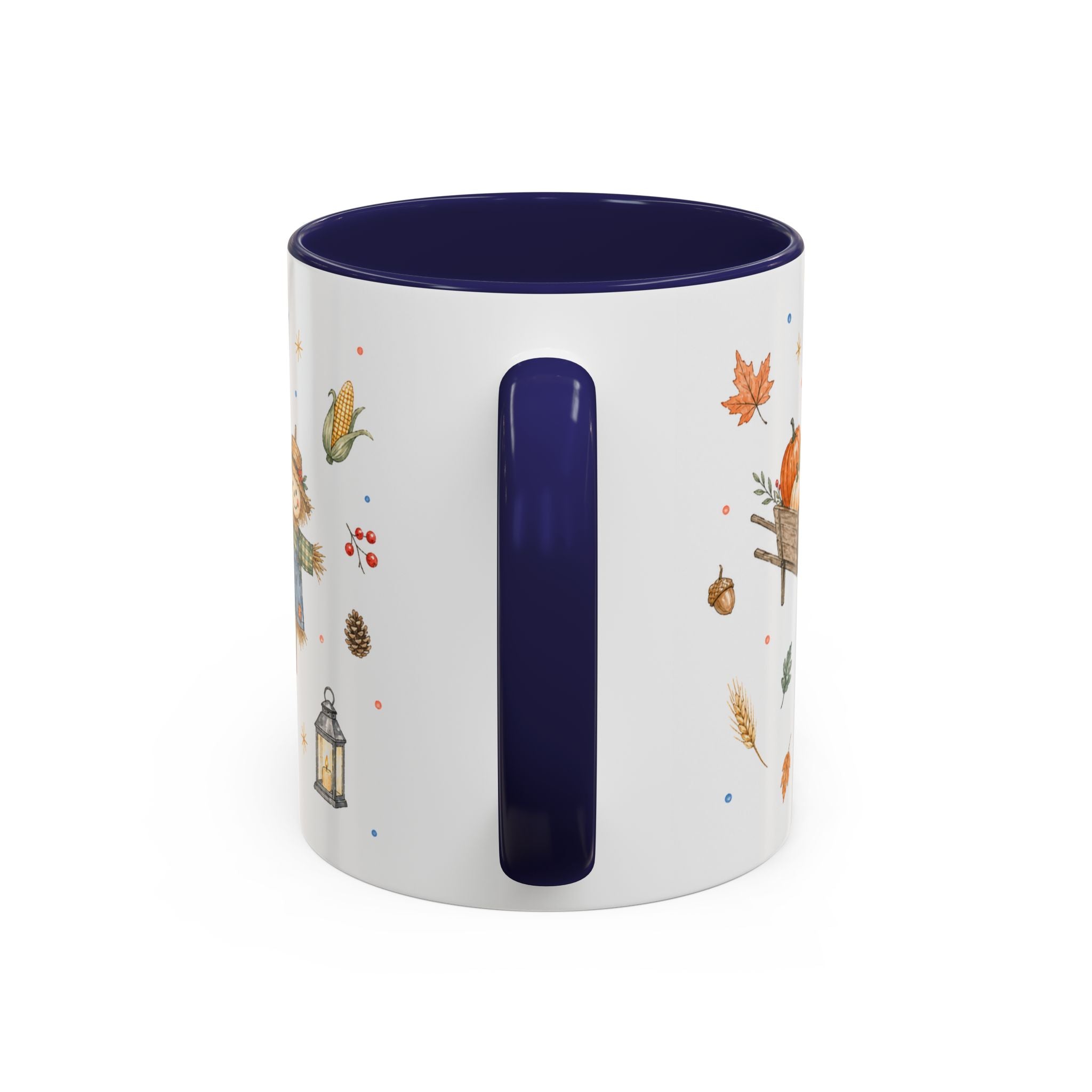 Thanksgiving Mug | Country Harvest Watercolor Gift | Pumpkin Scarecrow Accent Cup 11oz 15oz