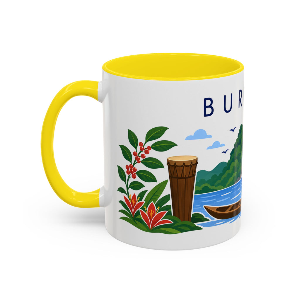 Burundi Coffee Mug | Travel Souvenir Accent Mug | Country Gift Ceramic Cup 11oz 15oz
