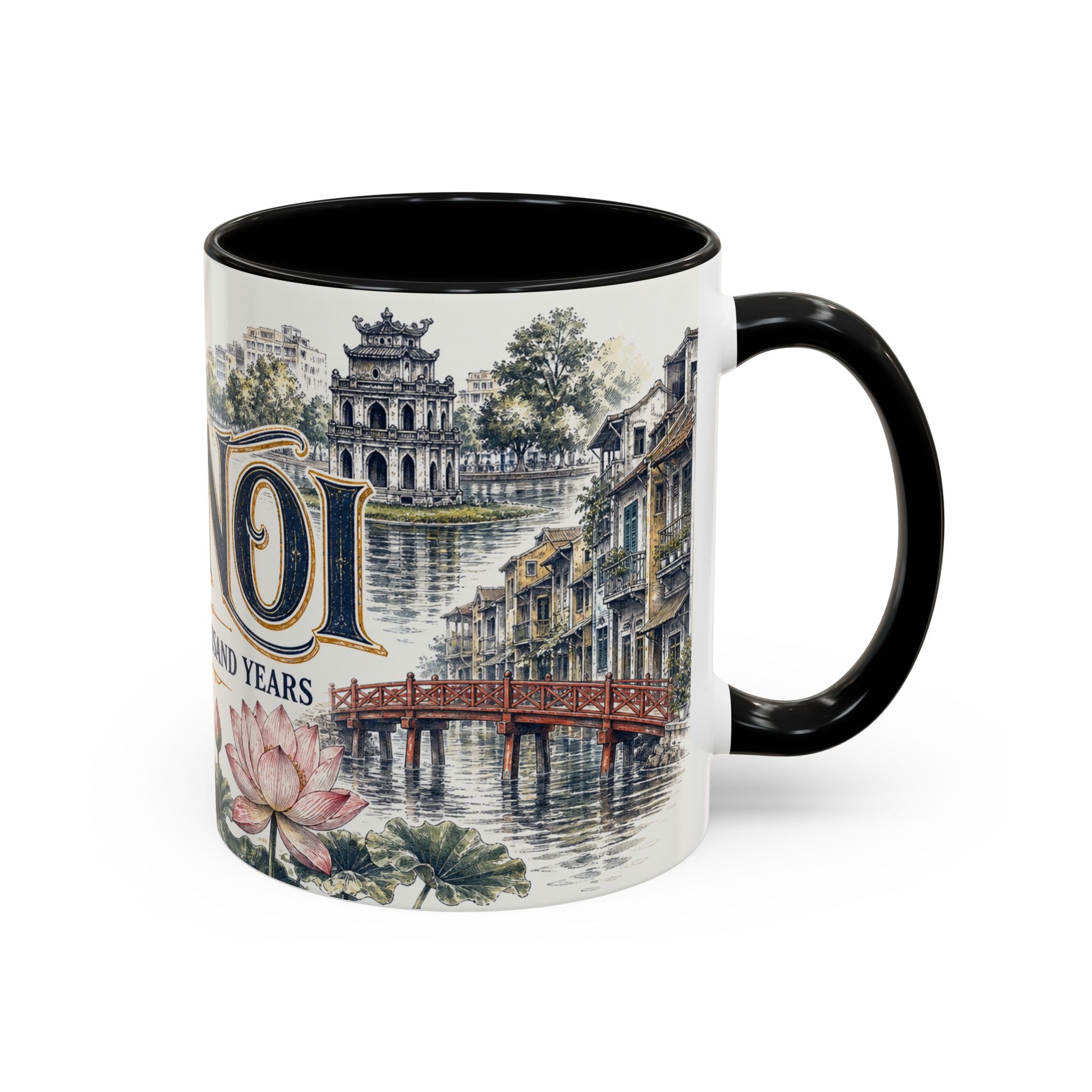 Hanoi Coffee Mug | Vietnam Travel Souvenir | Vintage Illustrated City Gift | 11 oz 15 oz Accent Mug