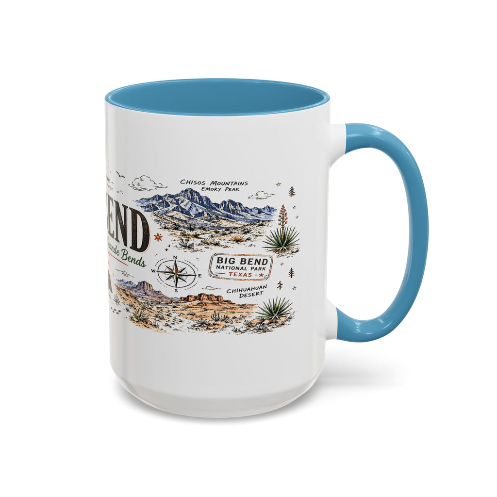 Big Bend National Park Coffee Mug | Texas Desert River Canyon Hiking Gift | Accent Color Ceramic 11oz 15oz