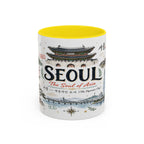 Seoul Coffee Mug | Korea Souvenir Travel Gift | Accent Color Ceramic 11oz 15oz