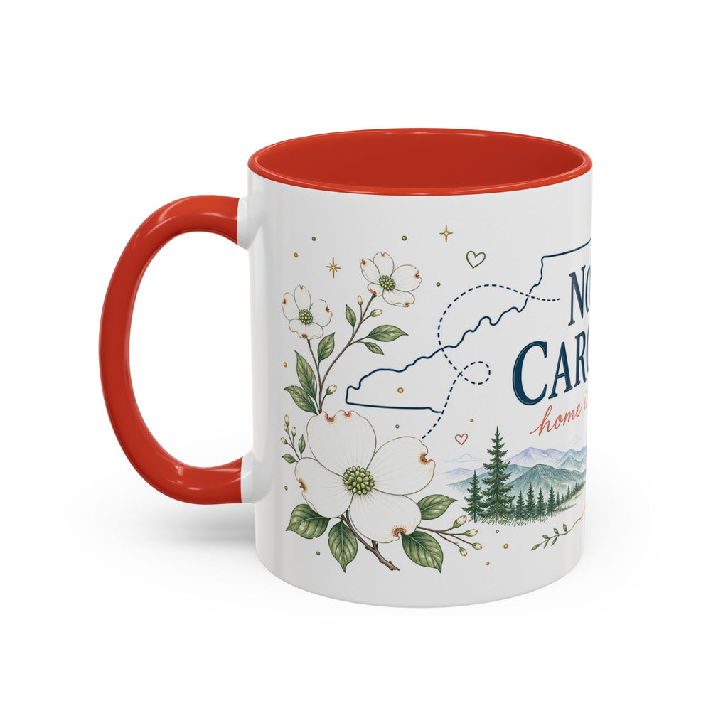 North Carolina State Map Mug | Moving Away, Homesick Gift | Botanical Accent Coffee Cup