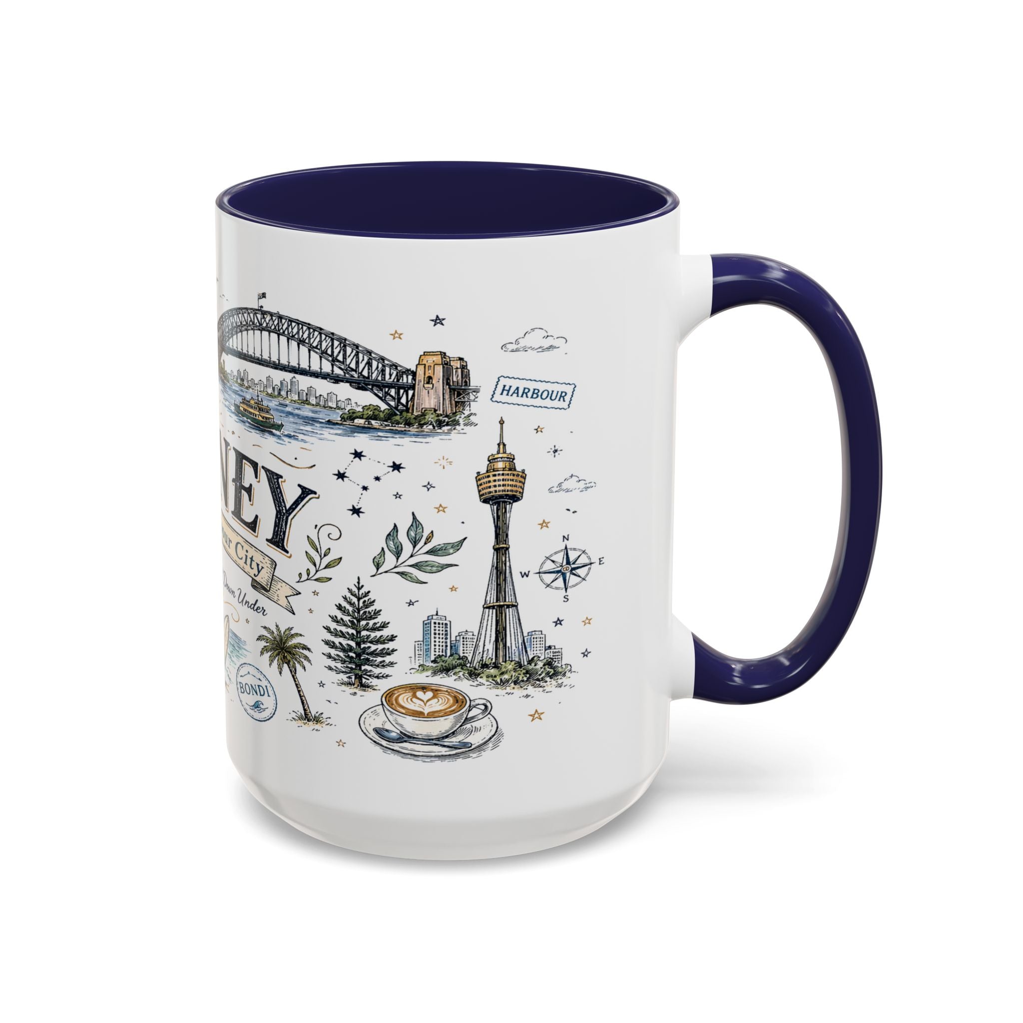 Sydney Coffee Mug | Australia Souvenir Travel Gift | Accent Color Ceramic 11oz 15oz