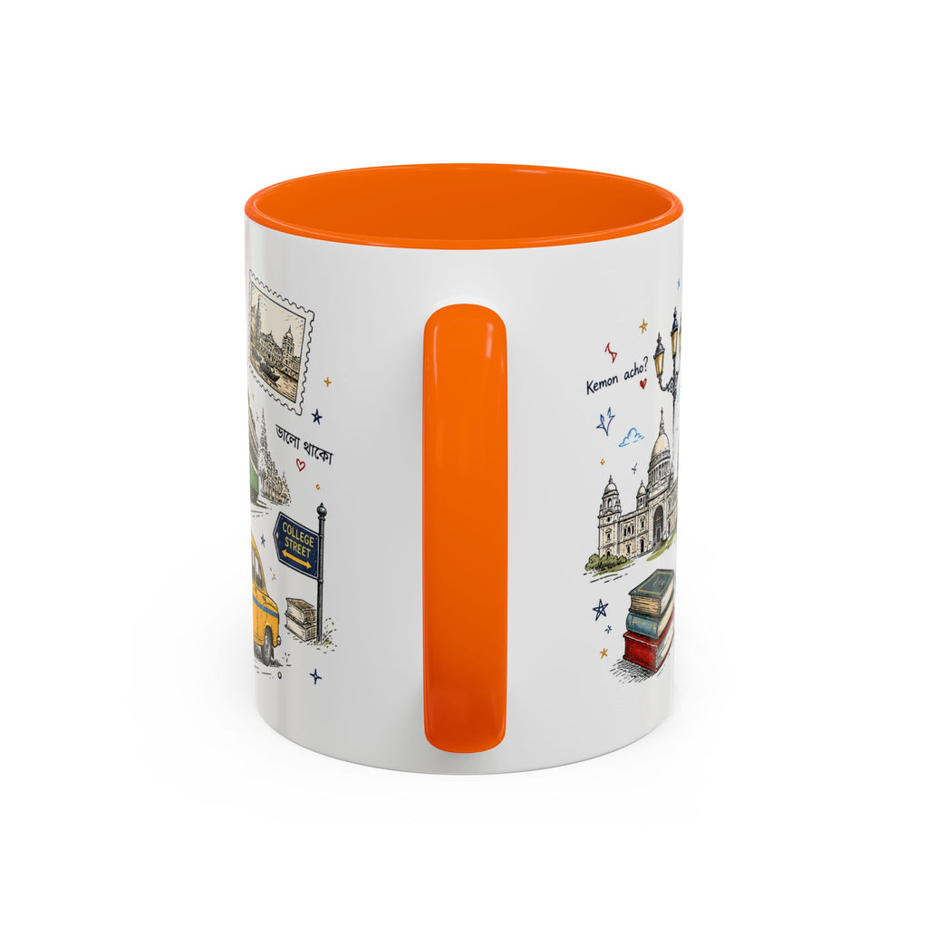 Kolkata Coffee Mug | India Souvenir Travel Gift | Accent Color Ceramic 11oz 15oz