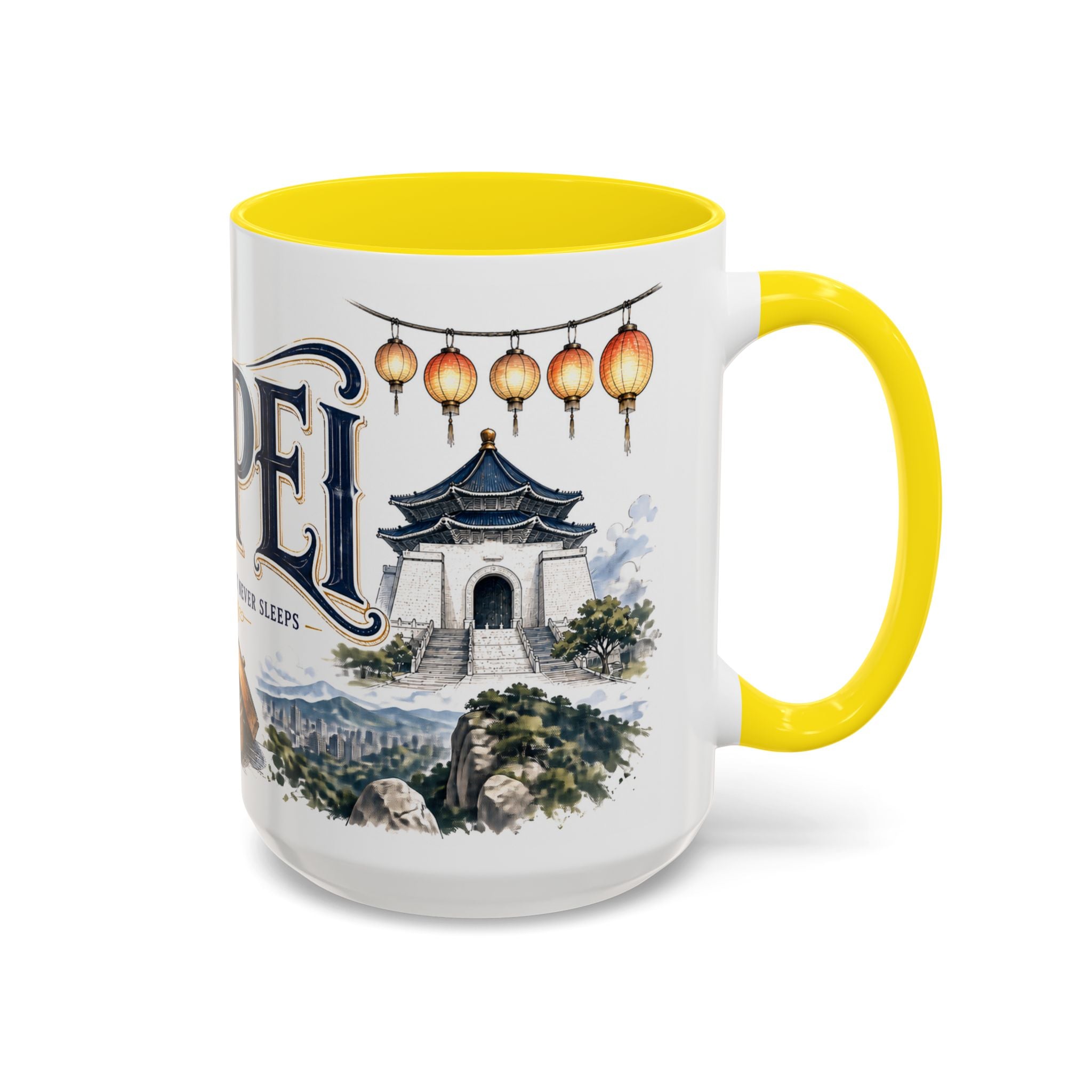 Taipei Coffee Mug | Taiwan Travel Souvenir | Vintage Illustrated City Gift | 11 oz 15 oz Accent Mug