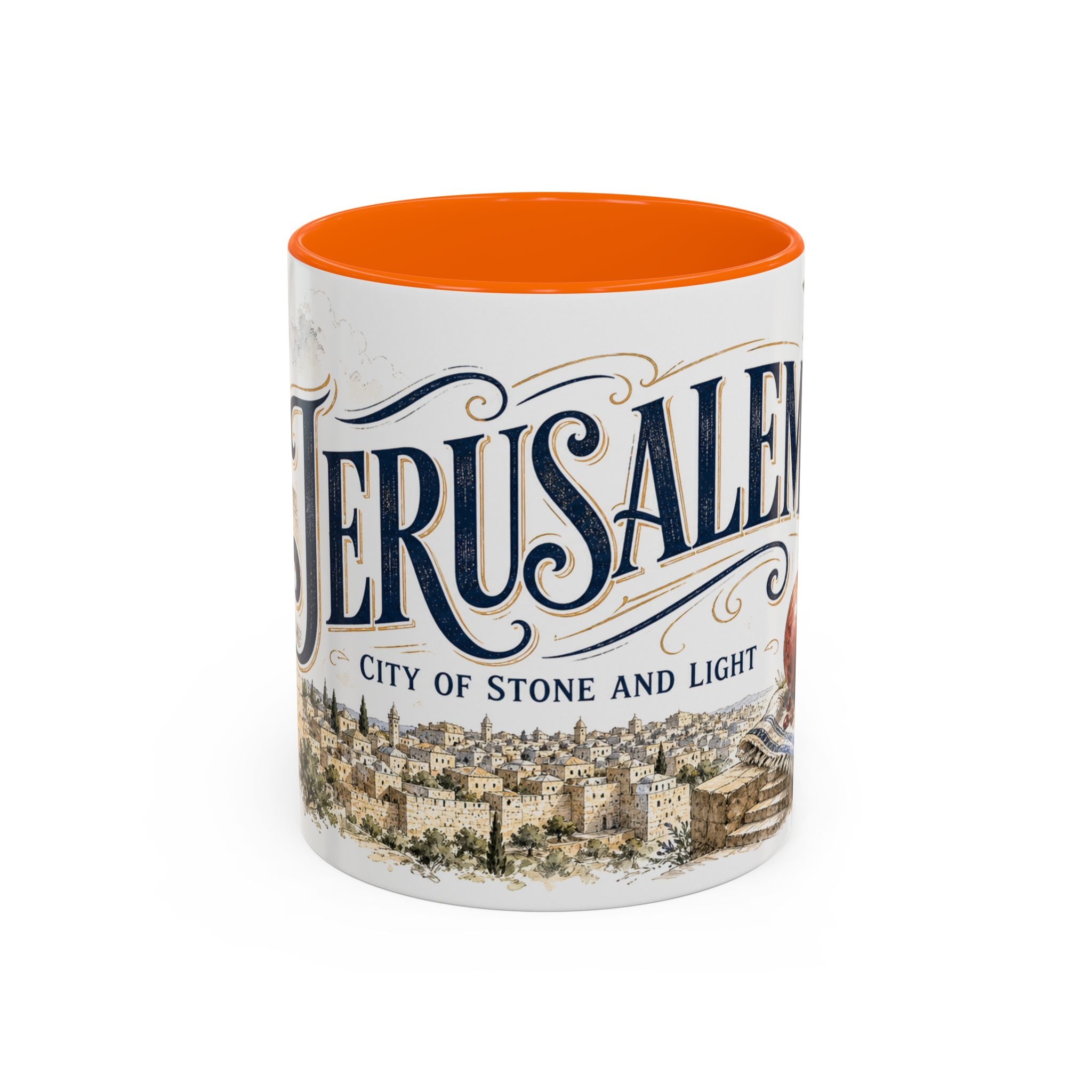 Jerusalem Coffee Mug | Jerusalem region Travel Souvenir | Vintage Illustrated City Gift | 11 oz 15 oz Accent Mug
