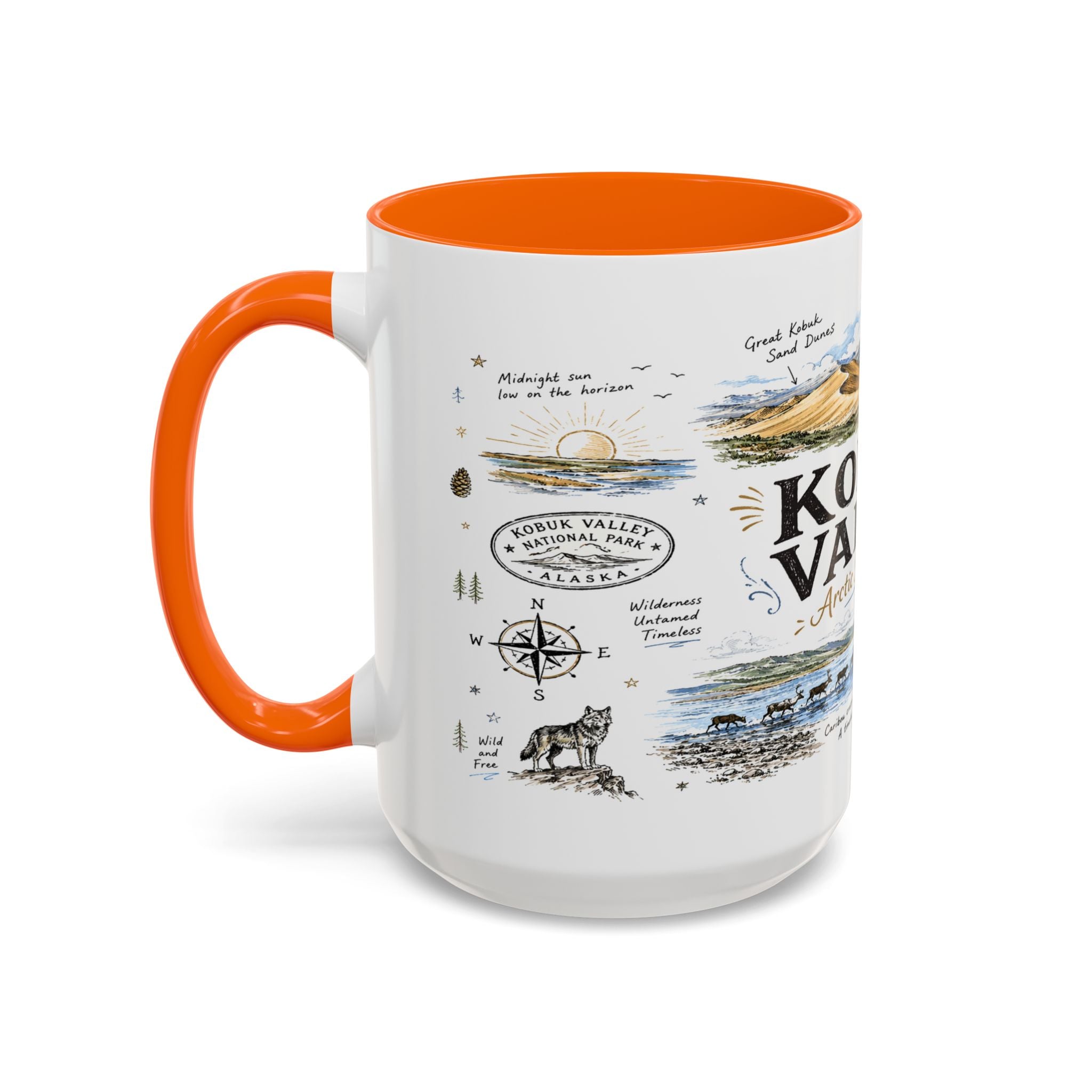 Kobuk Valley National Park Coffee Mug | Alaska Arctic Sand Dunes Gift | Accent Color Ceramic 11oz 15oz