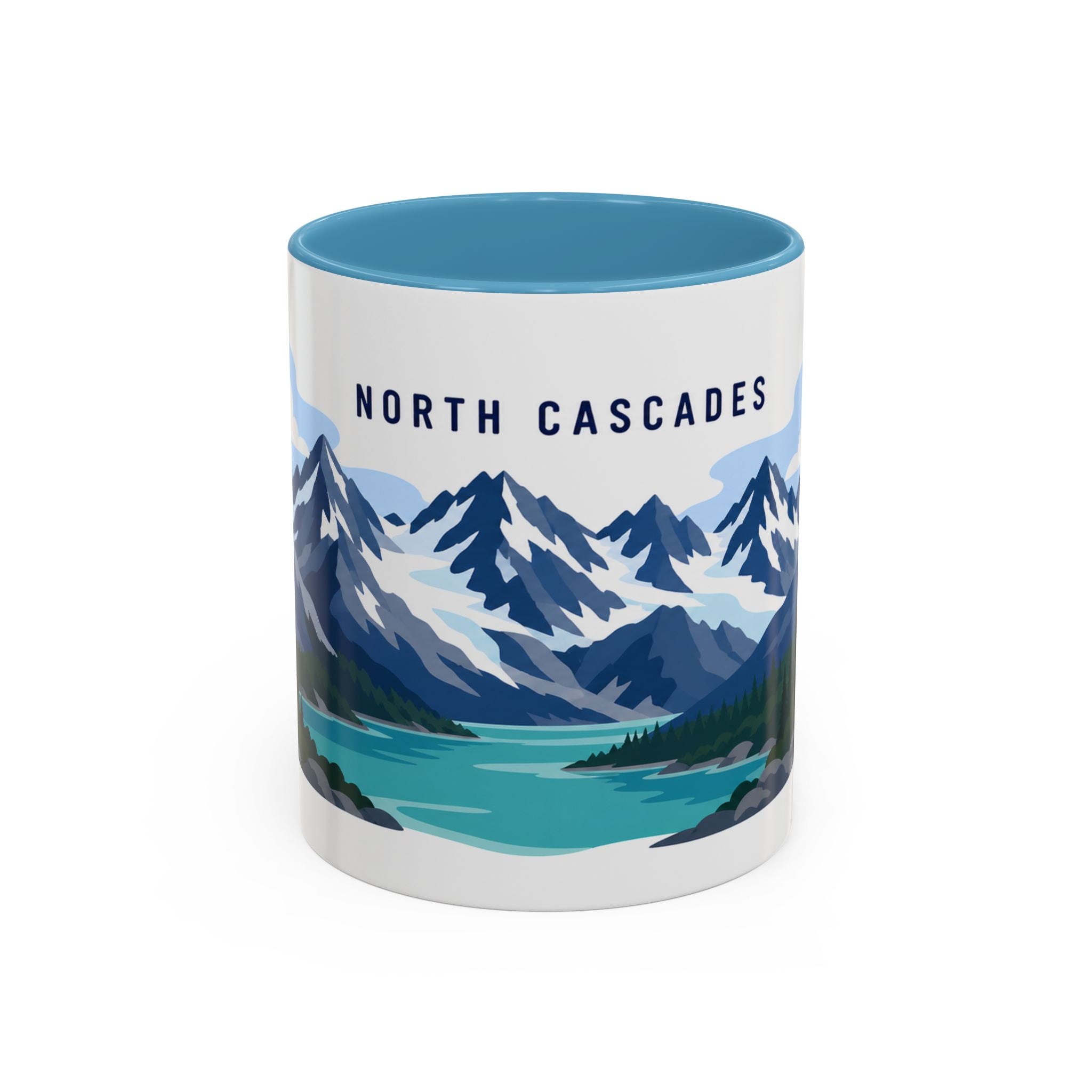 North Cascades National Park Coffee Mug | Solid Color Block Park Souvenir | 11oz 15oz Accent Mug