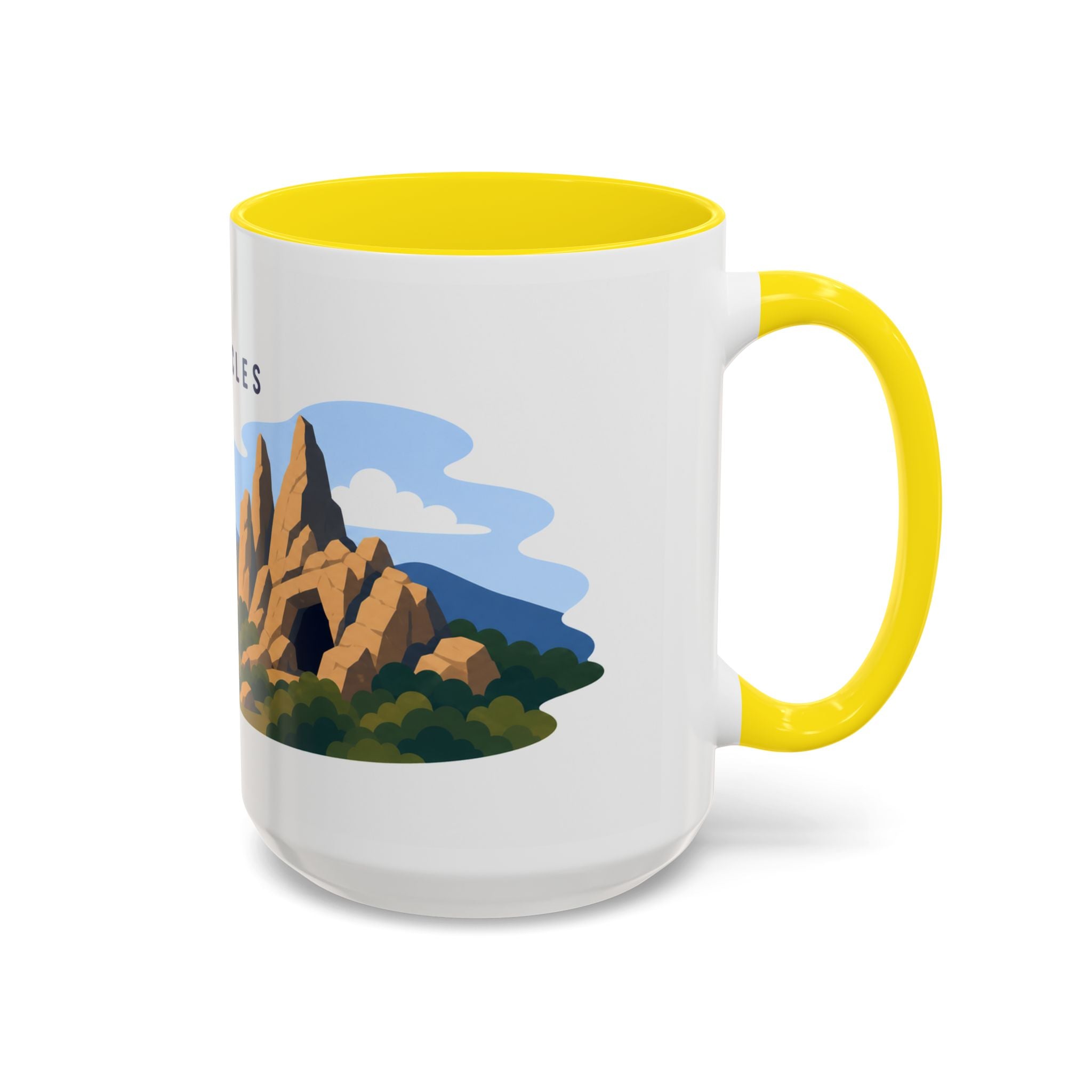 Pinnacles National Park Coffee Mug | Solid Color Block Park Souvenir | 11oz 15oz Accent Mug