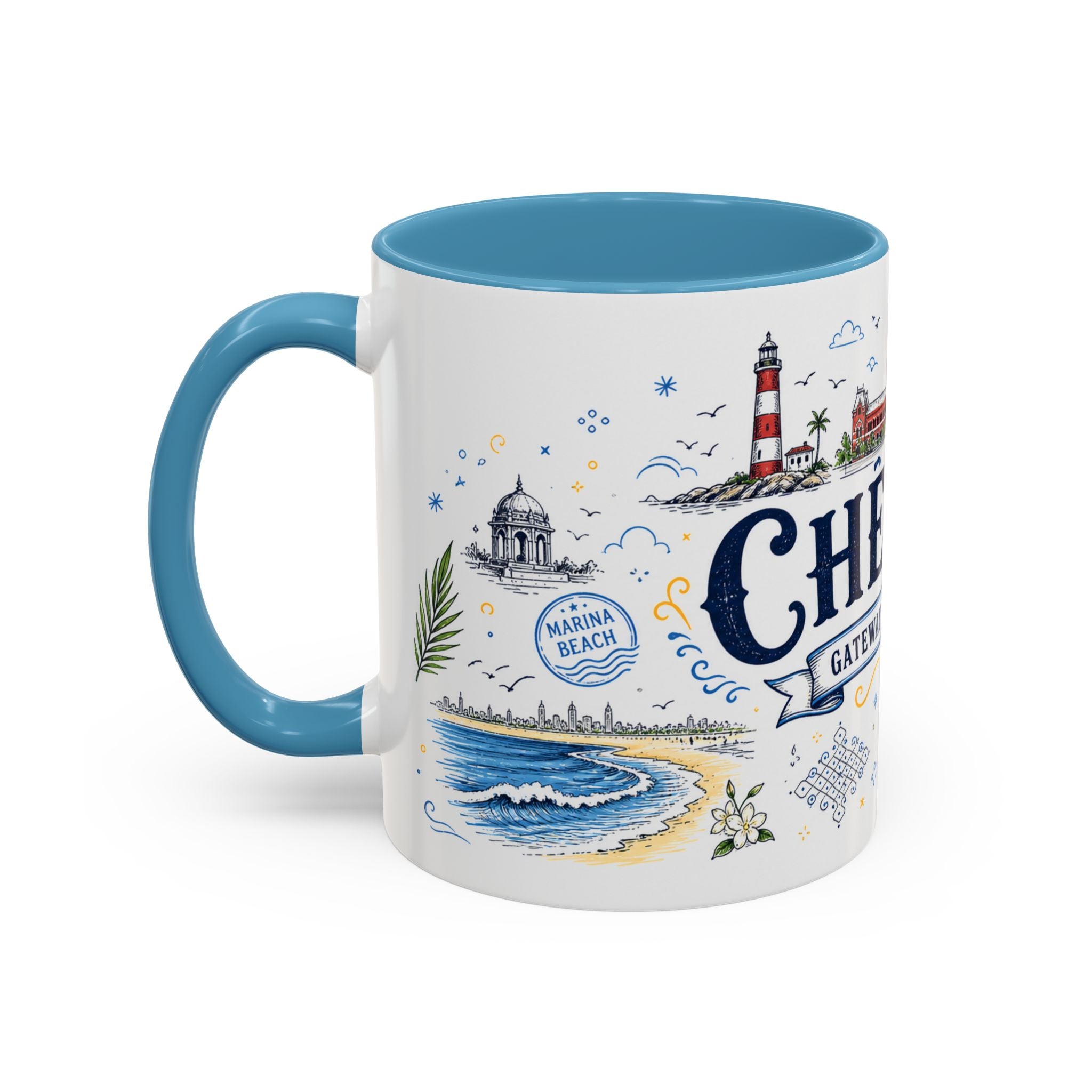 Chennai Coffee Mug | India Souvenir Travel Gift | Accent Color Ceramic 11oz 15oz