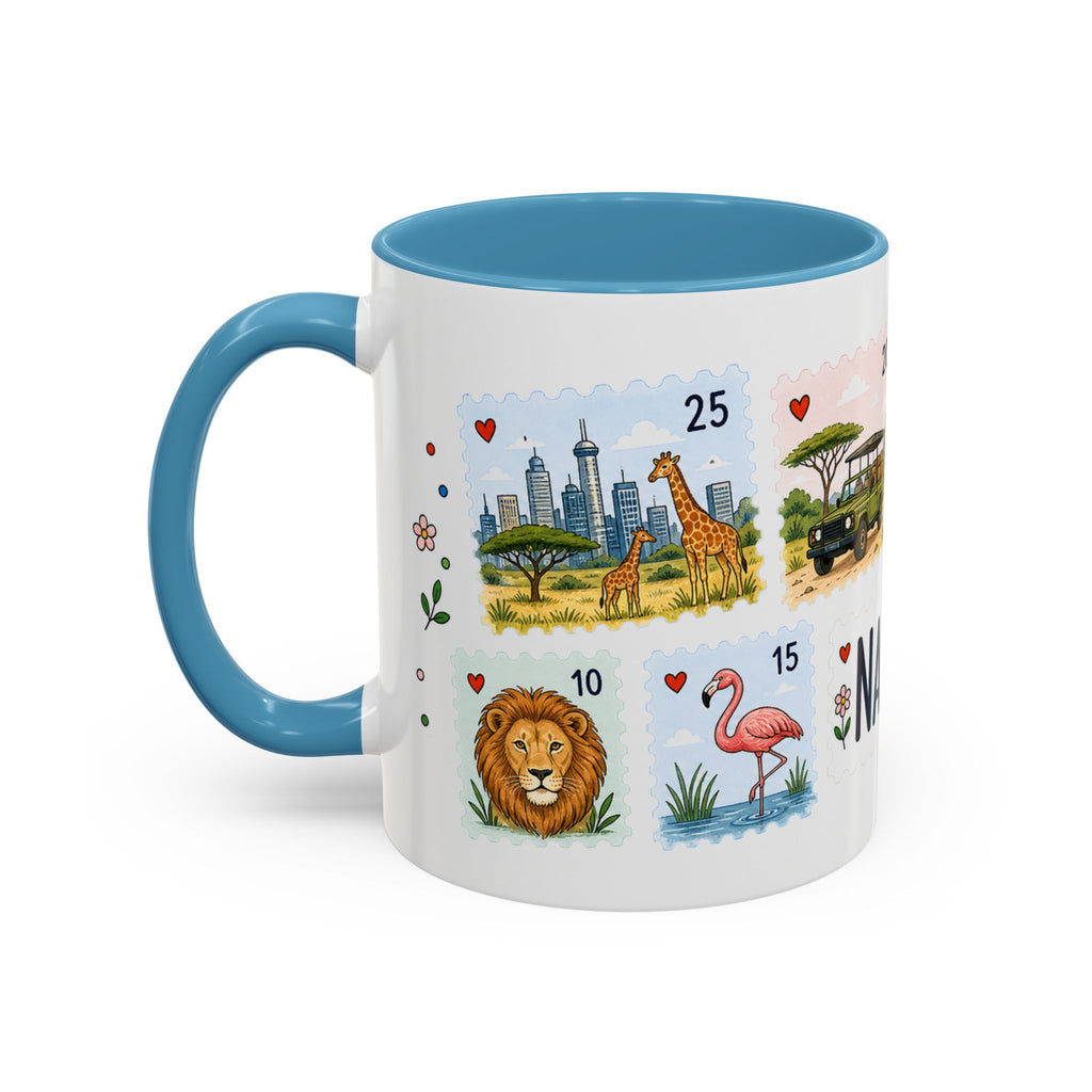 Nairobi Coffee Mug | Postage Stamp Collage Mug | Travel Souvenir Accent Cup 11oz 15oz