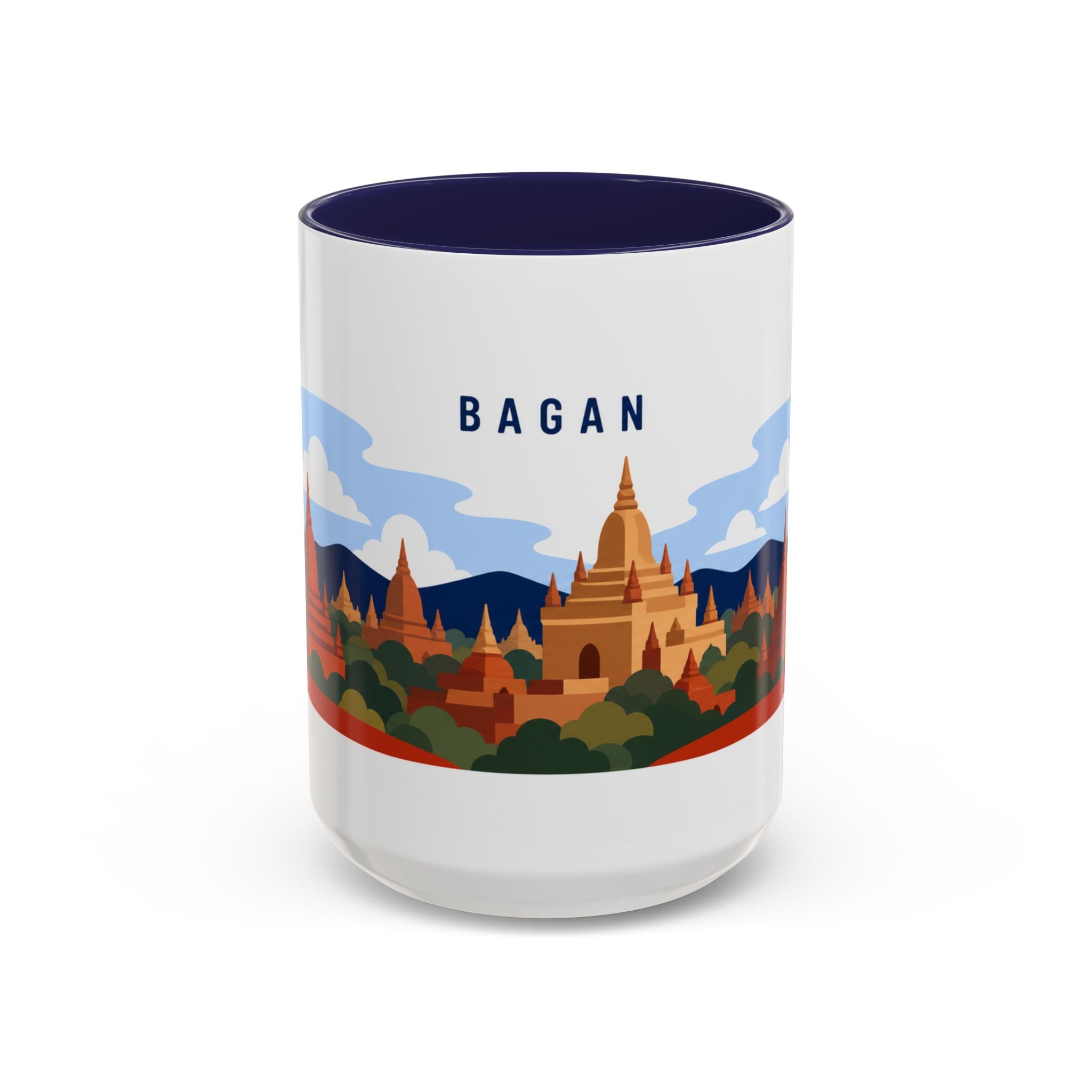 Bagan Coffee Mug | Travel Destination Souvenir Gift | Accent Color Ceramic 11oz 15oz