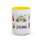 Vienna Coffee Mug | Postage Stamp Collage Mug | Travel Souvenir Accent Cup 11oz 15oz