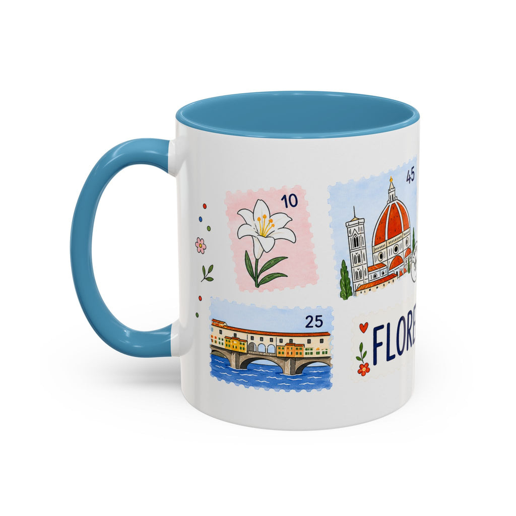 Florence Coffee Mug | Postage Stamp Collage Mug | Travel Souvenir Accent Cup 11oz 15oz