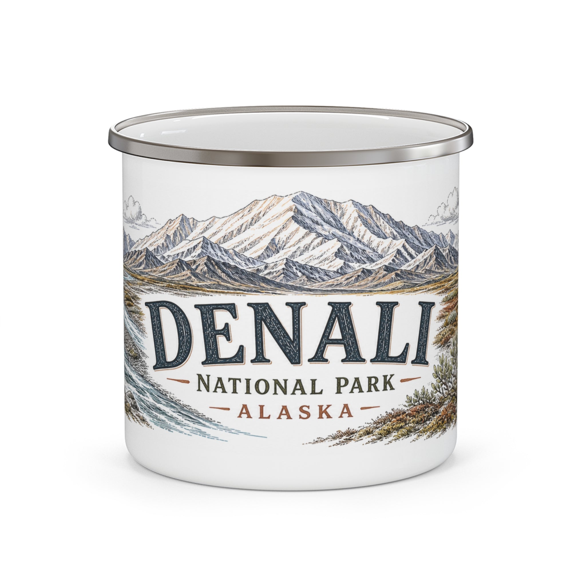 Denali National Park Vintage Enamel Camping Mug | 12oz National Park Hiking Gift