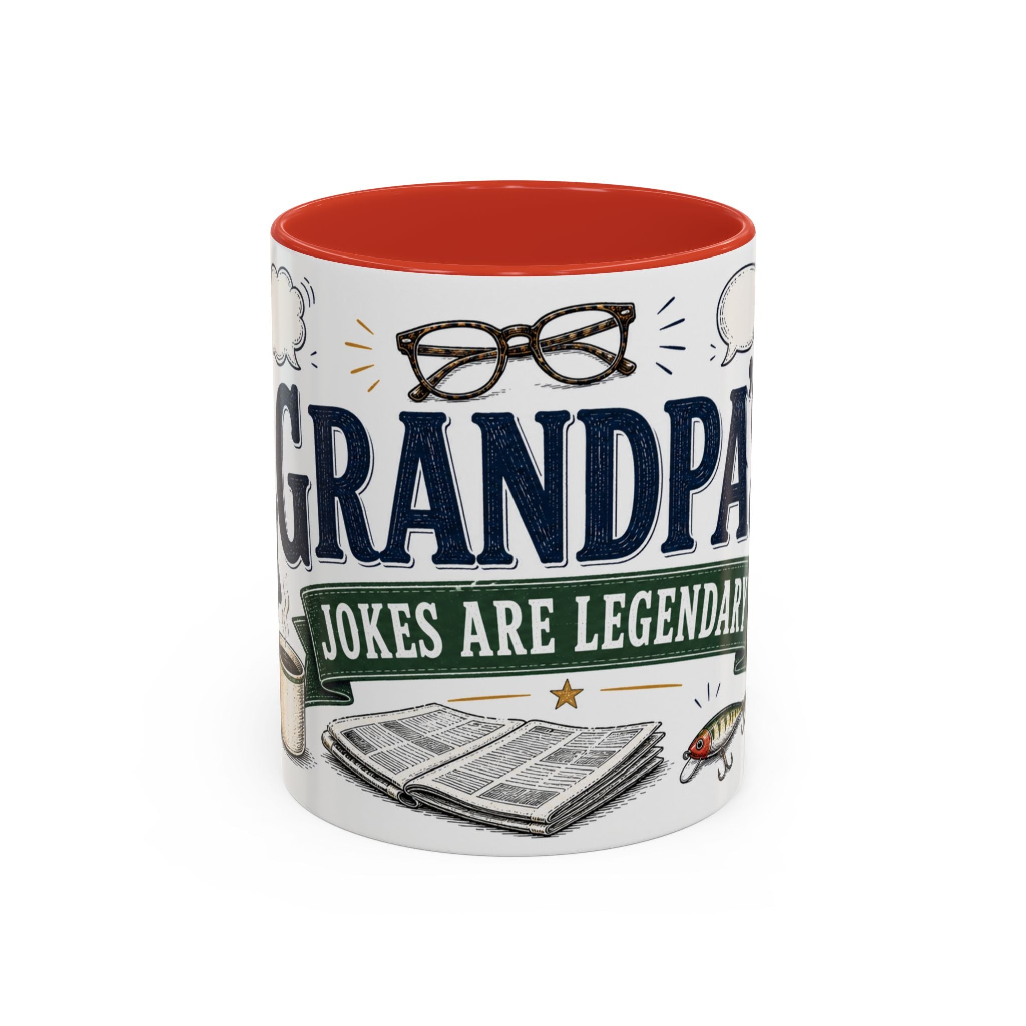 Grandpa's Jokes Are Legendary Coffee Mug | Funny Gift From Grandkids | Accent Ceramic 11oz 15oz