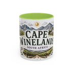 Cape Winelands Coffee Mug | Travel Destination Souvenir Gift | Accent Color Ceramic 11oz 15oz