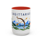 Sagittarius Zodiac Coffee Mug | Bow and Arrow Design | Astrology Birthday Gift | 11 oz 15 oz Ceramic Accent Mug