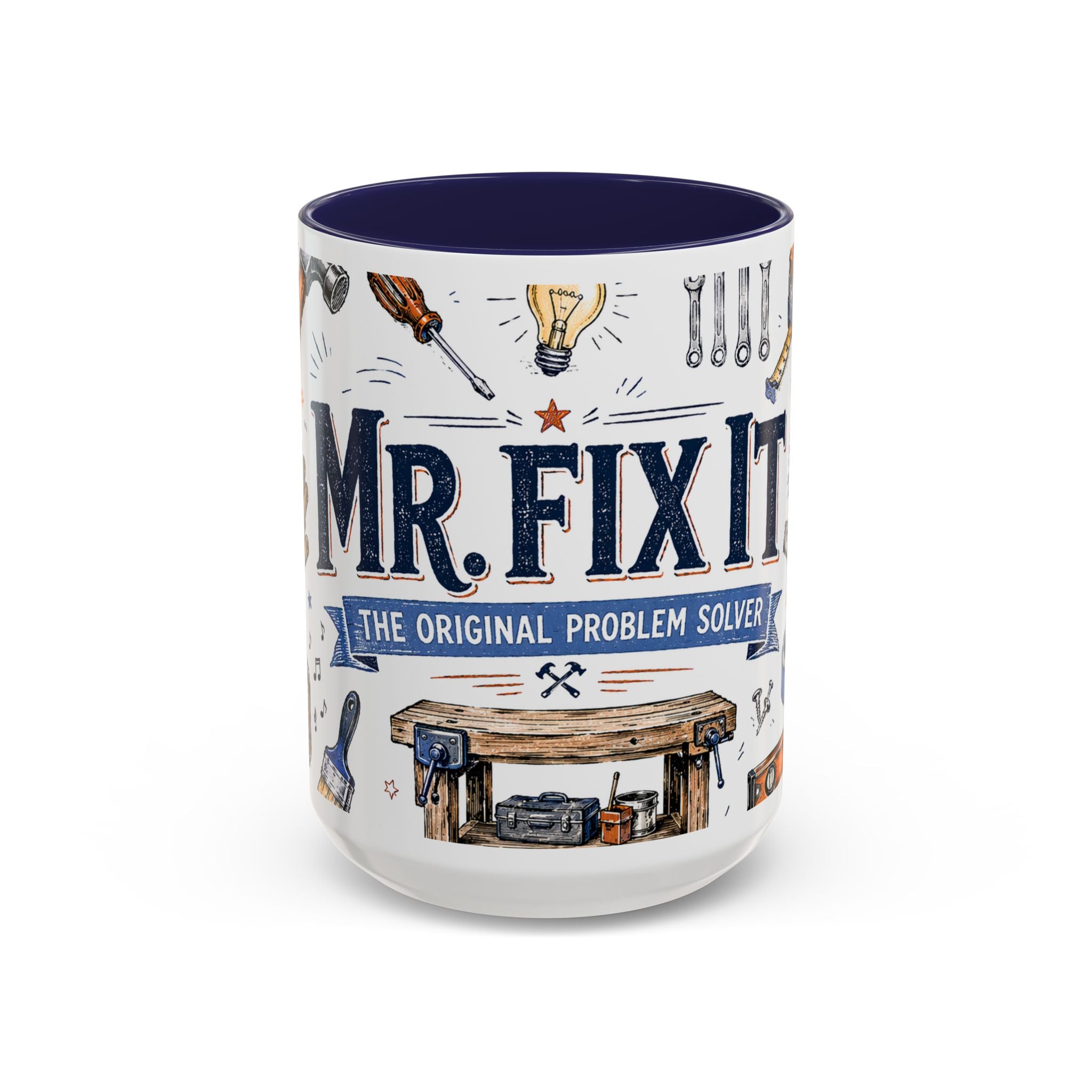 Mr Fix It Coffee Mug | Father's Day Gift for Dad | Accent Color Ceramic 11oz 15oz