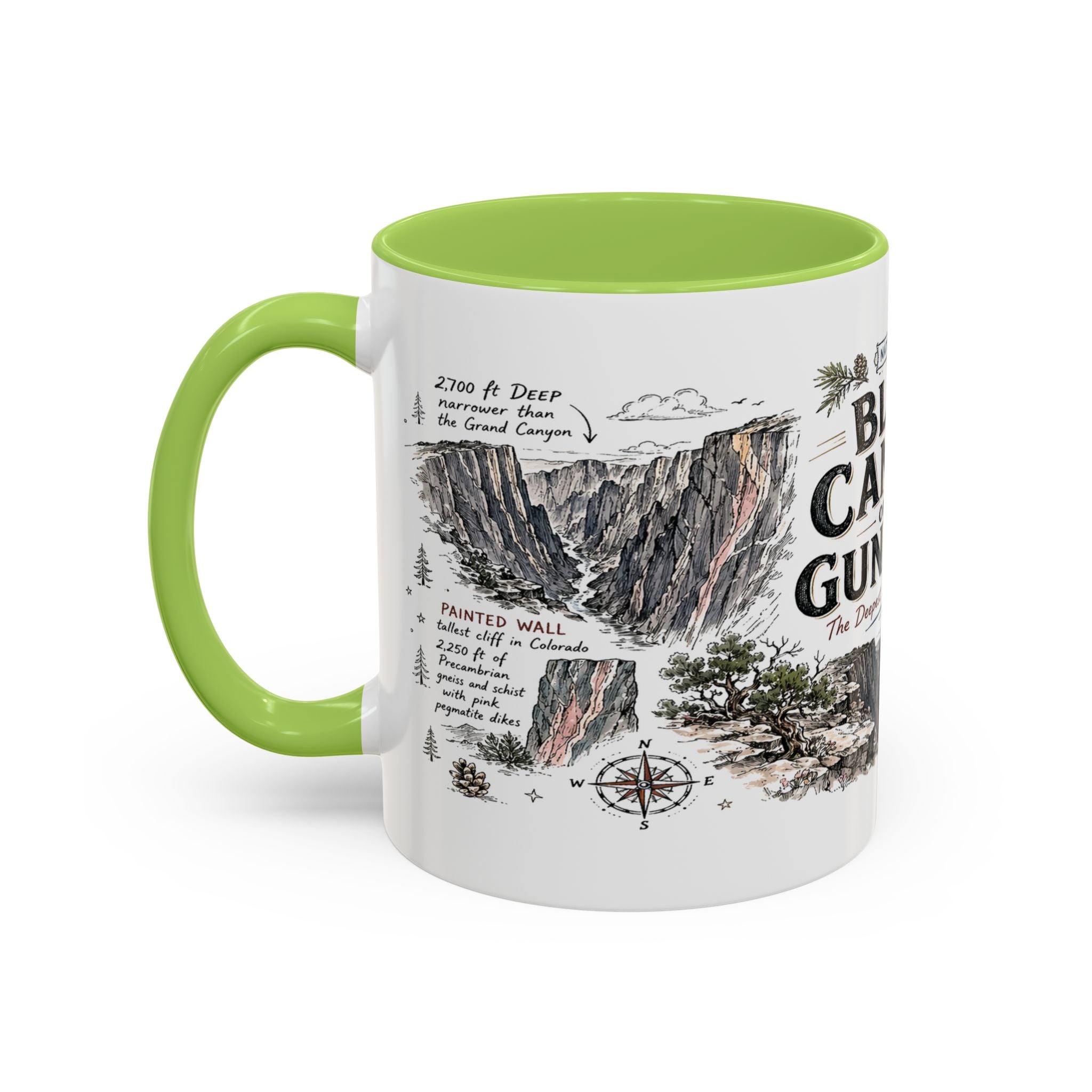 Black Canyon of the Gunnison National Park Coffee Mug | Colorado Deep Canyon Hiking Gift | Accent Color Ceramic 11oz 15oz