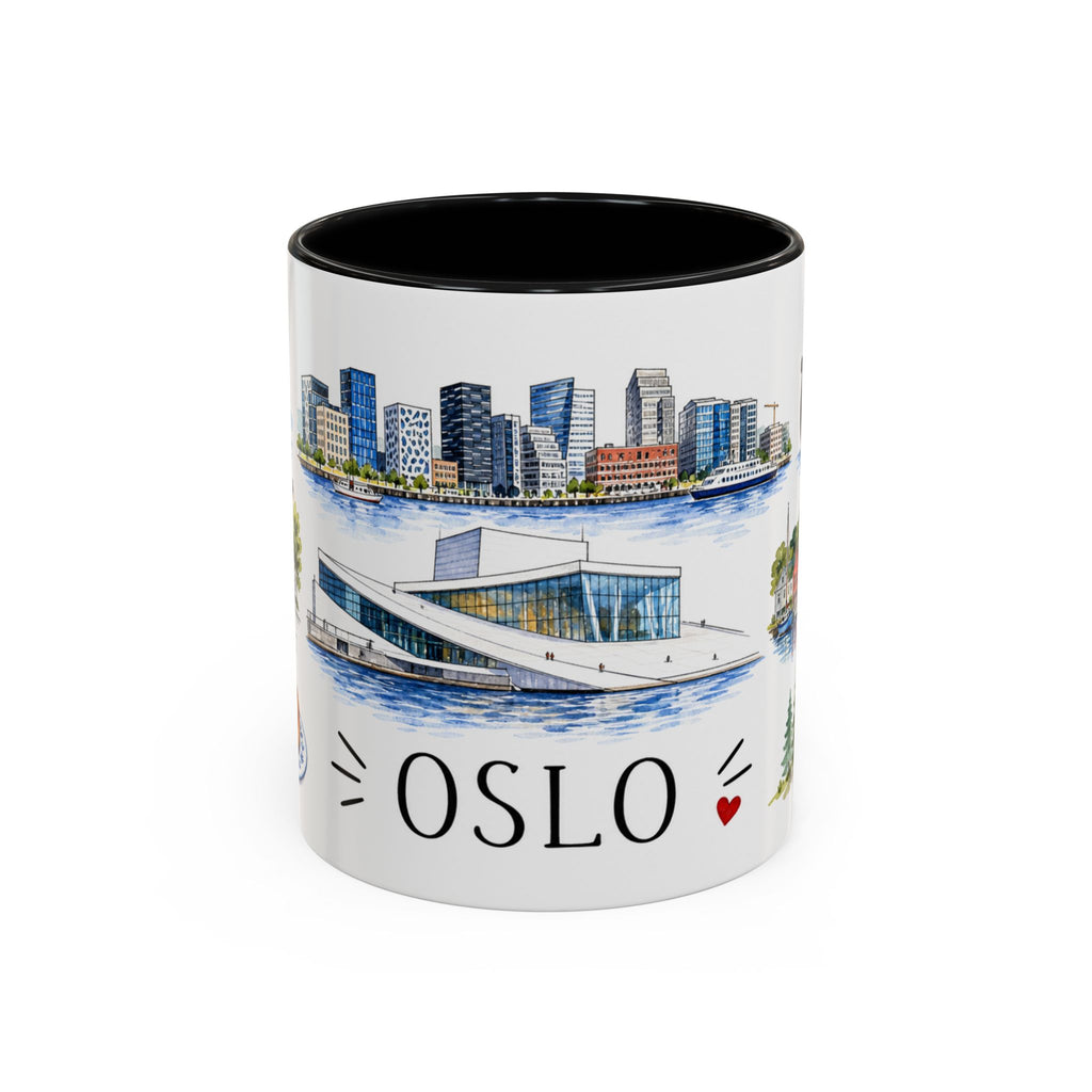 Oslo Illustrated Travel Mug | City Souvenir Accent Coffee Mug | 11oz 15oz Ceramic Cup