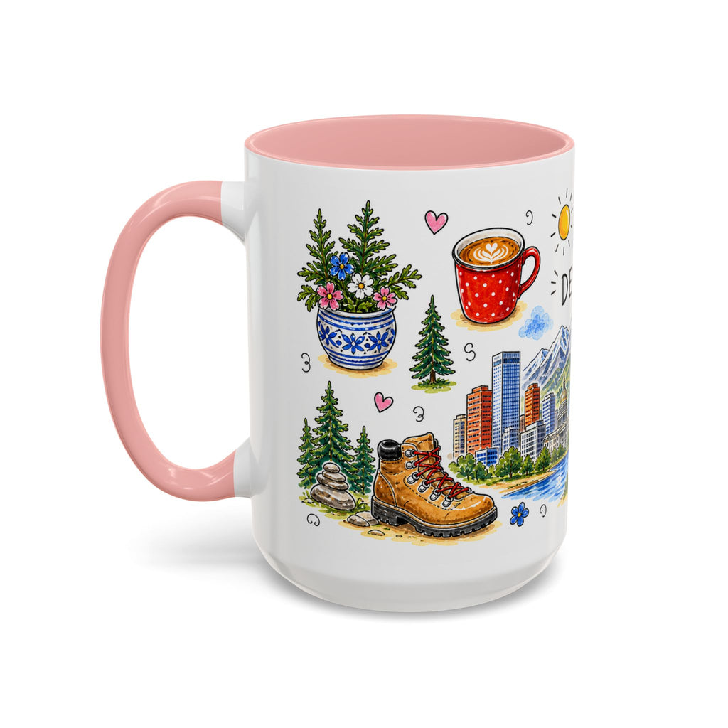 Denver Illustrated Travel Mug | City Souvenir Accent Coffee Mug | 11oz 15oz Ceramic Cup