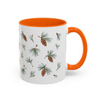 Maine White Pine Cone and Tassel Mug, State Flower Floral Coffee Cup, 11oz Botanical Gift