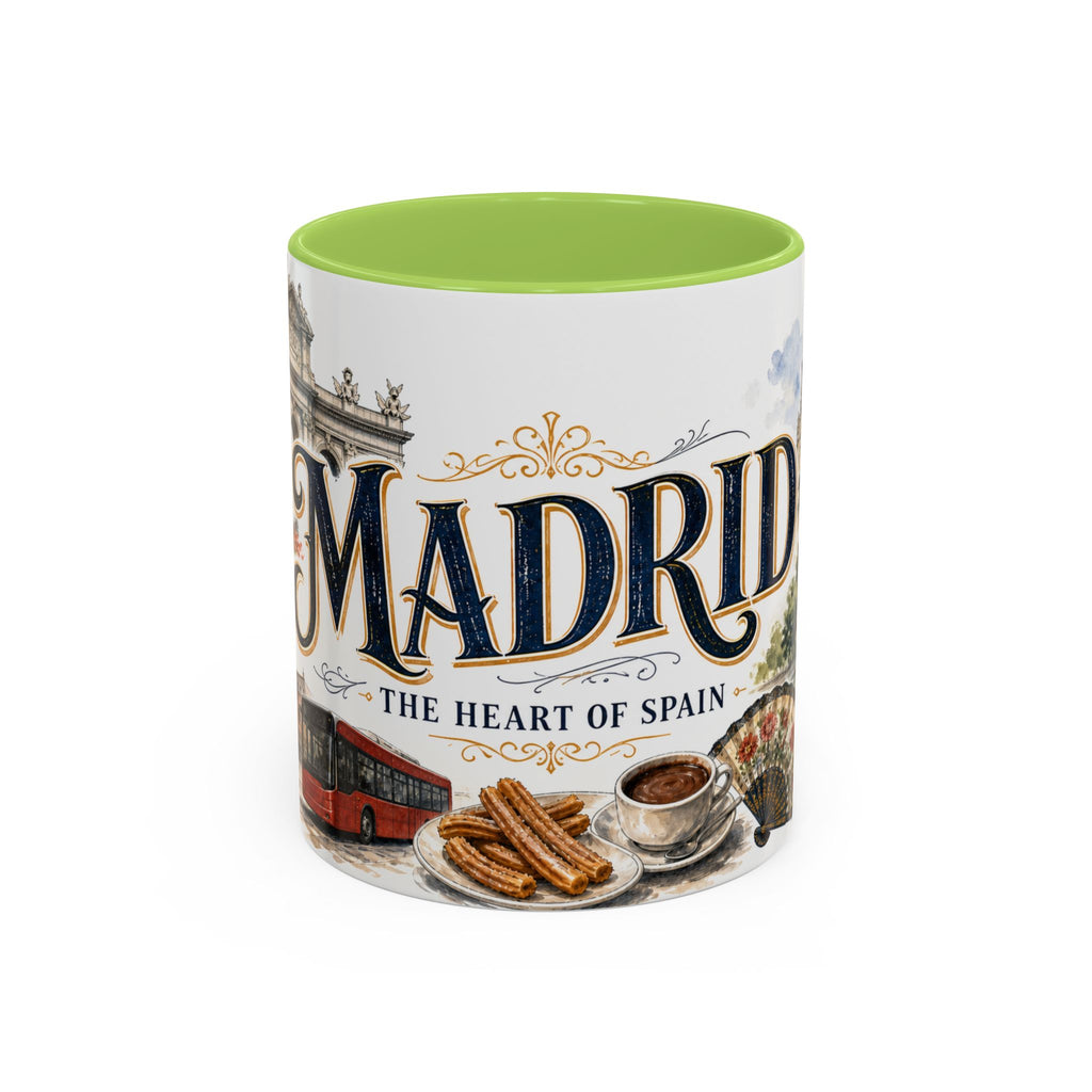 Madrid Coffee Mug | Spain Travel Souvenir | Vintage Illustrated City Gift | 11 oz 15 oz Accent Mug