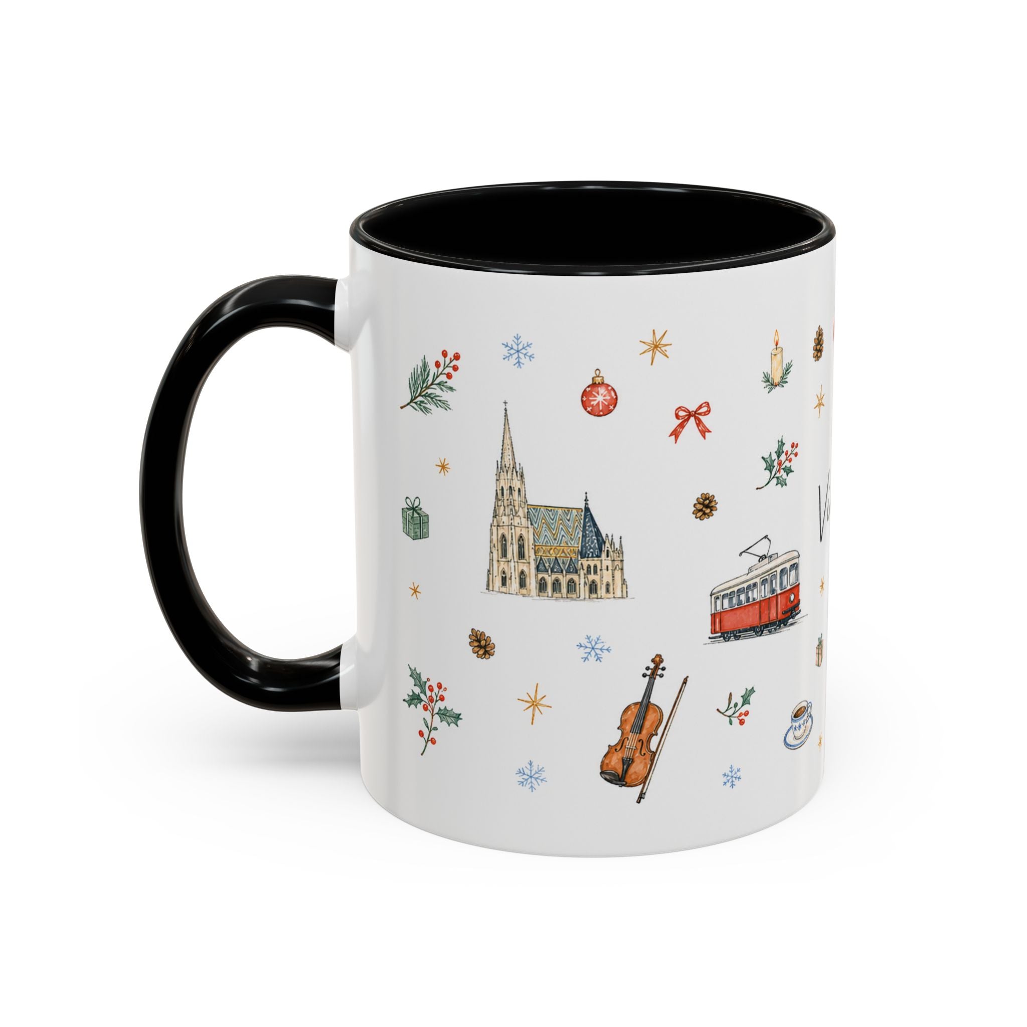 Vienna Christmas Mug | Watercolor Travel Souvenir | Holiday Gift | Accent Ceramic Coffee Cup 11oz 15oz