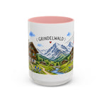 Grindelwald Illustrated Travel Mug | Switzerland Souvenir Accent Coffee Mug | 11oz 15oz Ceramic Cup