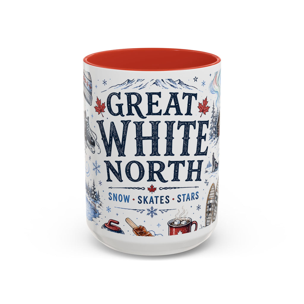 Great White North Coffee Mug | Canadian Pride Gift | Accent Color Ceramic 11oz 15oz