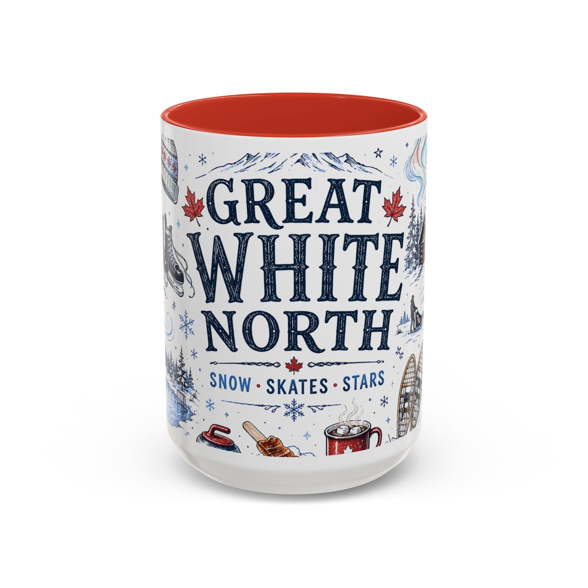 Great White North Coffee Mug | Canadian Pride Gift | Accent Color Ceramic 11oz 15oz