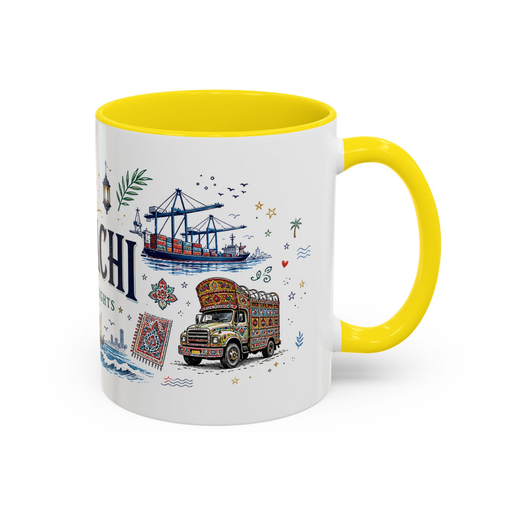 Karachi Coffee Mug | Pakistan Souvenir Travel Gift | Accent Color Ceramic 11oz 15oz