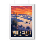 White Sands National Park Framed Poster | Vintage Travel Wall Art | Black Walnut White Frame | 16x24 20x30