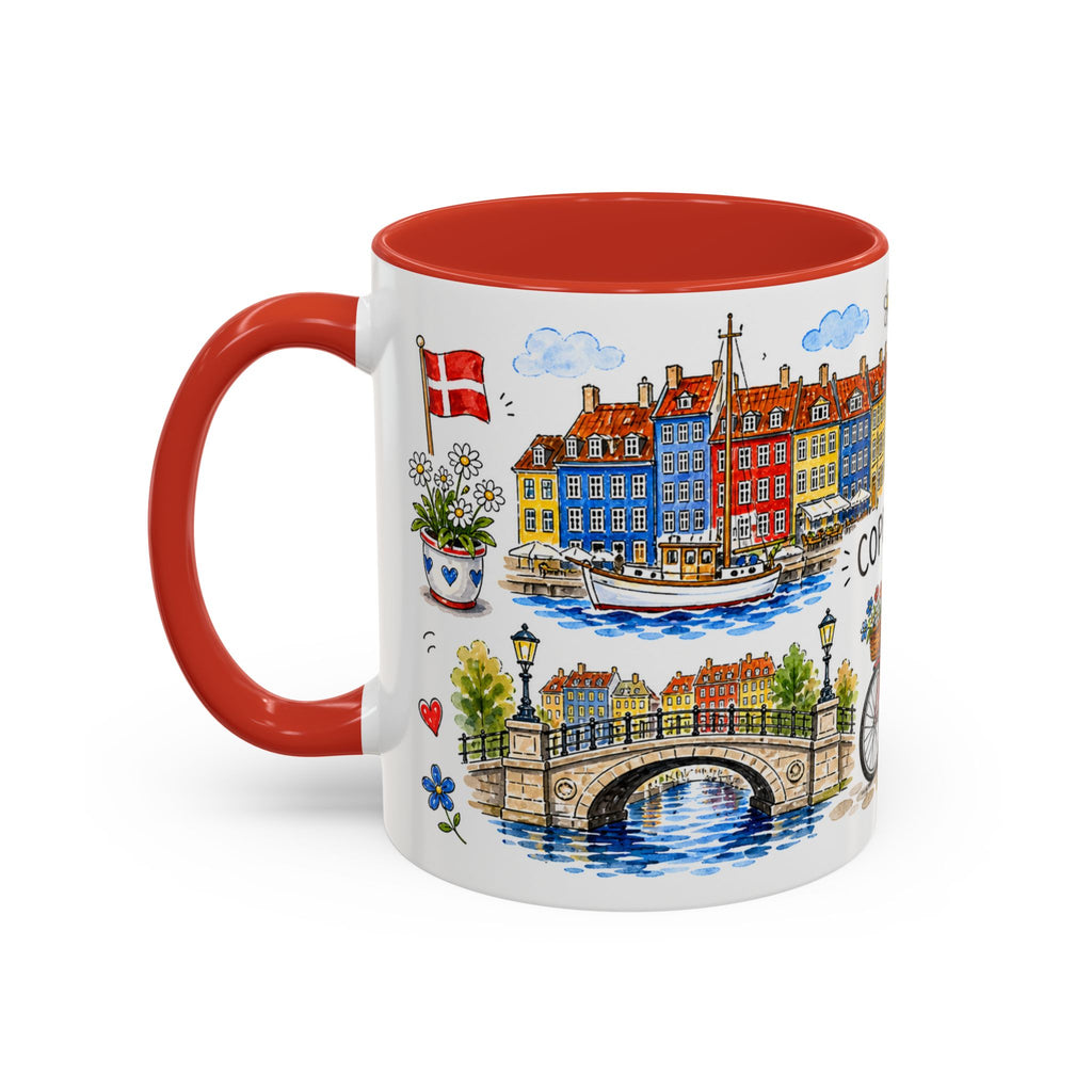 Copenhagen Travel Mug | European City Souvenir Accent Coffee Mug | 11oz 15oz Ceramic Cup