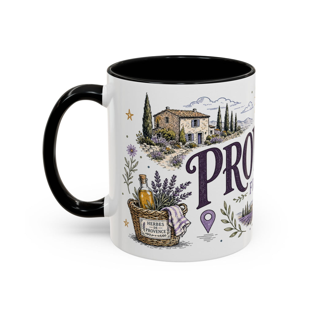 Provence Coffee Mug | Travel Destination Souvenir Gift | Accent Color Ceramic 11oz 15oz