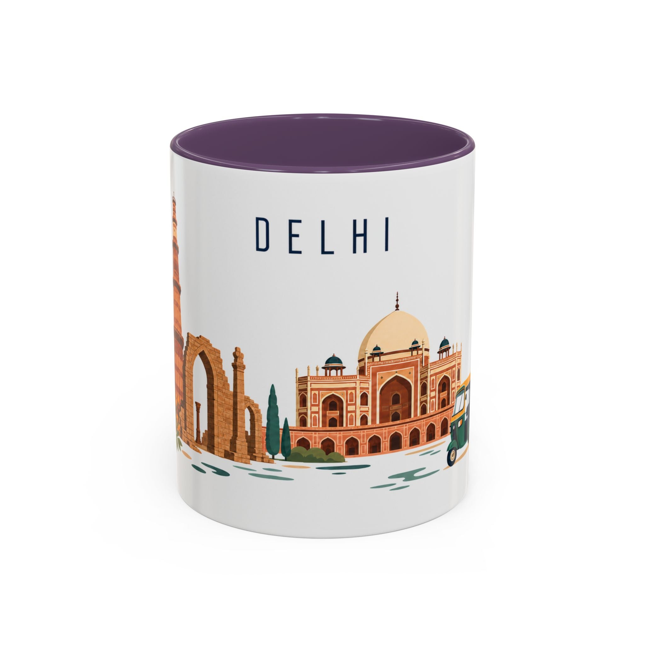 Delhi Coffee Mug | India Travel Souvenir | Porcelain Decal City Gift | 11oz 15oz Accent Mug