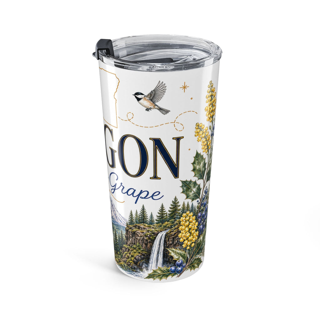 Oregon State Flower 20oz Tumbler | Oregon Grape Botanical State Flower Gift | Insulated Stainless Steel Travel Cup