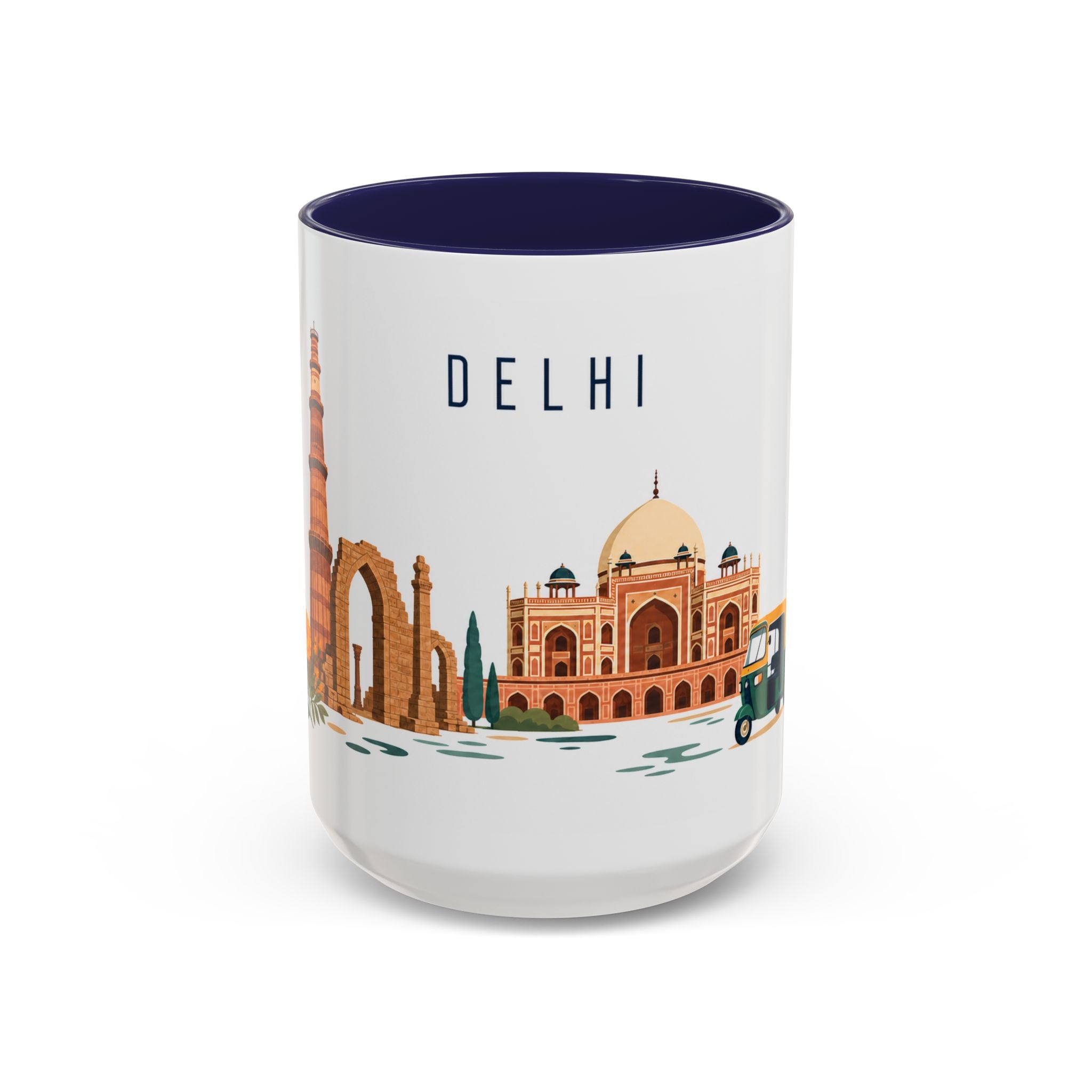 Delhi Coffee Mug | India Travel Souvenir | Porcelain Decal City Gift | 11oz 15oz Accent Mug