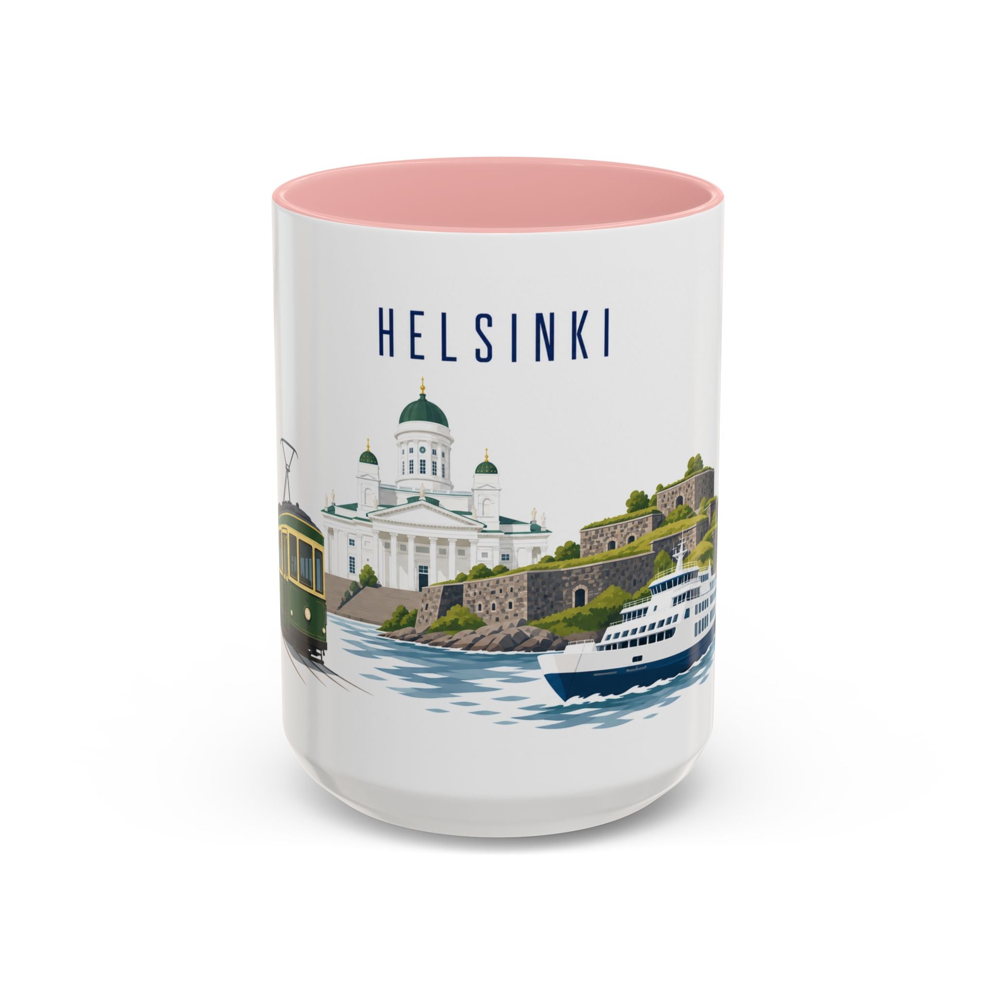 Helsinki Coffee Mug | Finland Travel Souvenir | Porcelain Decal City Gift | 11oz 15oz Accent Mug