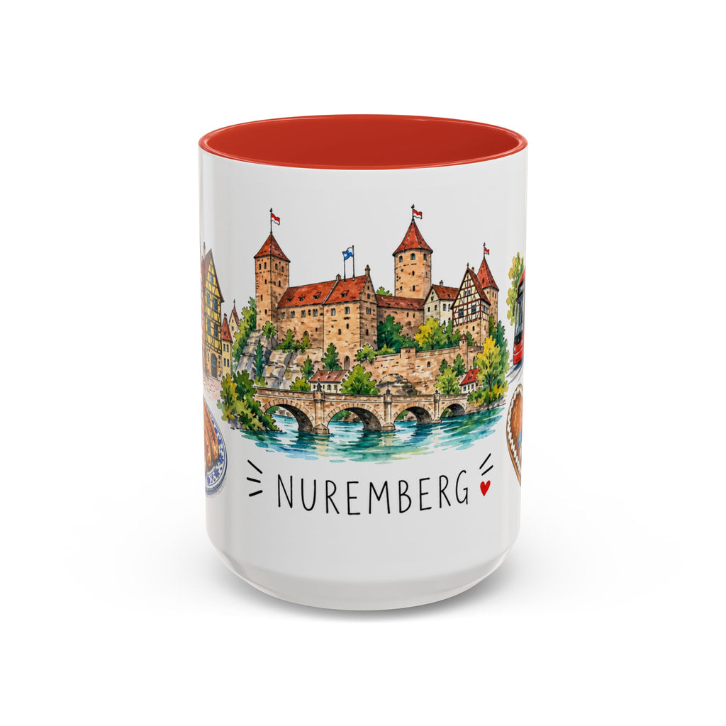 Nuremberg Illustrated Travel Mug | City Souvenir Accent Coffee Mug | 11oz 15oz Ceramic Cup