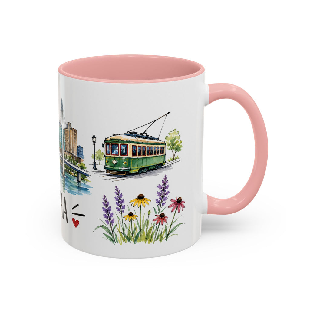 Omaha Illustrated Travel Mug | City Souvenir Accent Coffee Mug | 11oz 15oz Ceramic Cup
