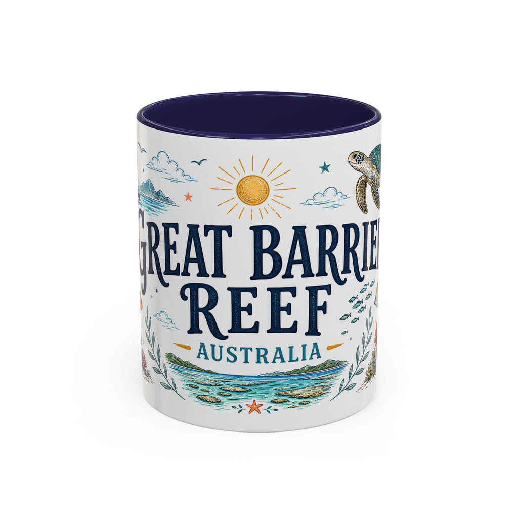 Great Barrier Reef Coffee Mug | Travel Destination Souvenir Gift | Accent Color Ceramic 11oz 15oz