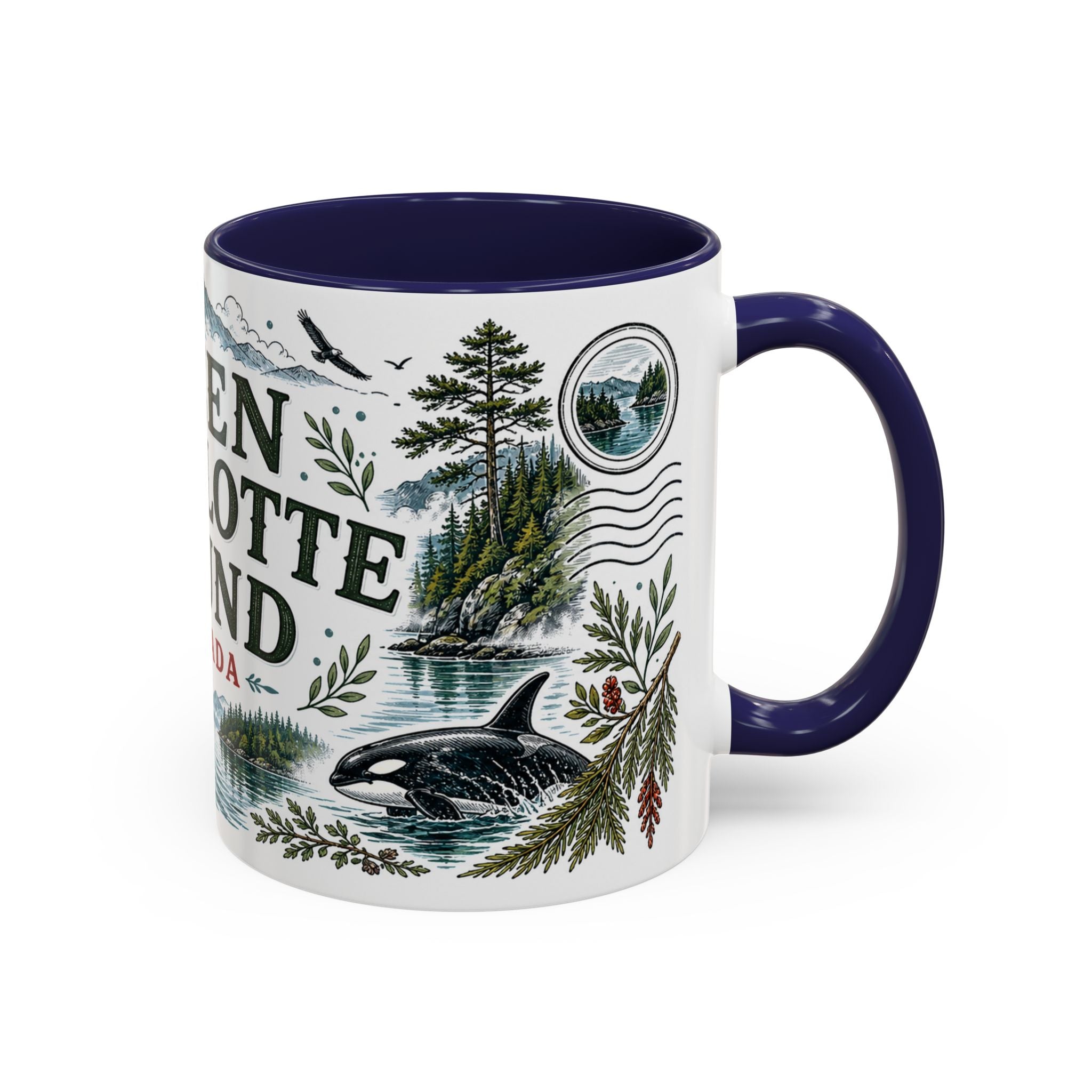 Queen Charlotte Sound Coffee Mug | Travel Destination Souvenir Gift | Accent Color Ceramic 11oz 15oz