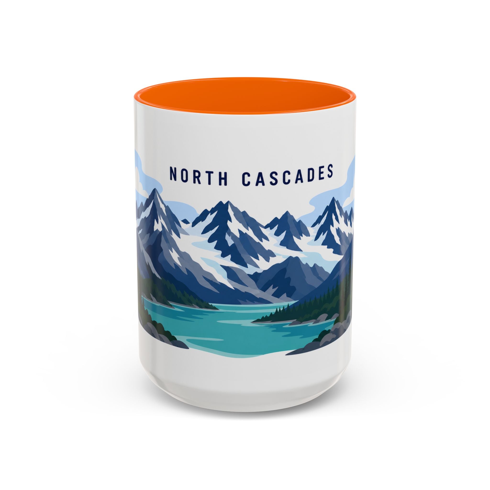 North Cascades National Park Coffee Mug | Solid Color Block Park Souvenir | 11oz 15oz Accent Mug