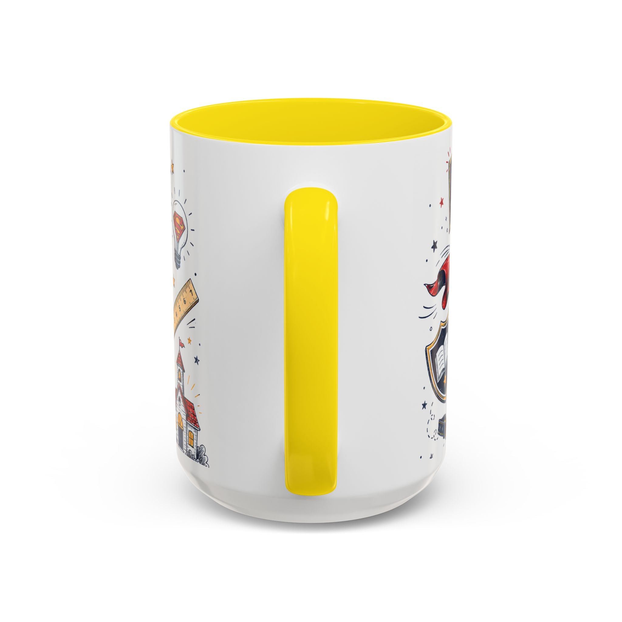 Super Teacher Coffee Mug | All Heroes Wear Capes Teacher Gift | Accent Color Ceramic 11oz 15oz