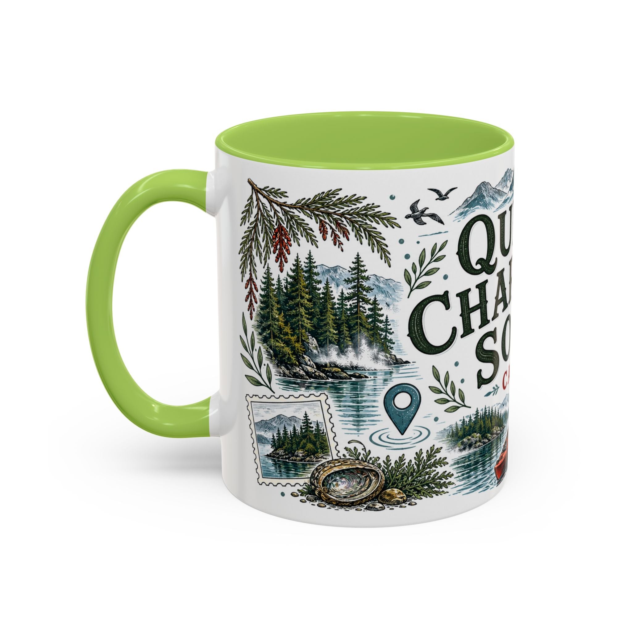 Queen Charlotte Sound Coffee Mug | Travel Destination Souvenir Gift | Accent Color Ceramic 11oz 15oz