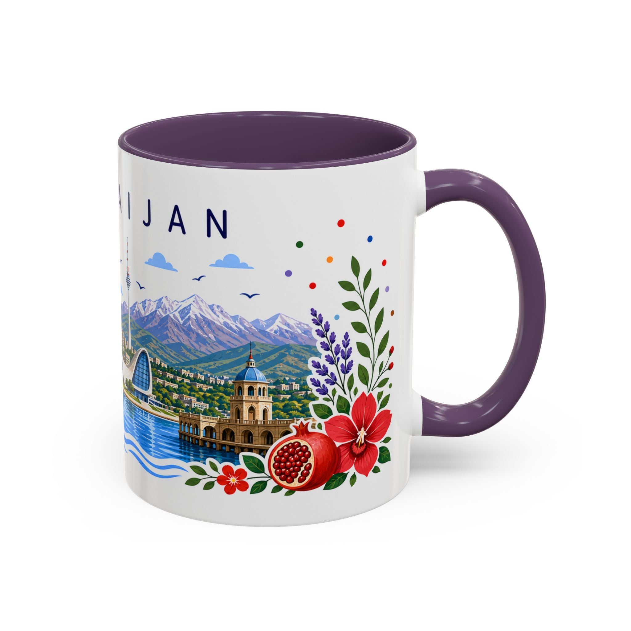 Azerbaijan Coffee Mug | Travel Souvenir Accent Mug | Place Gift Ceramic Cup 11oz 15oz